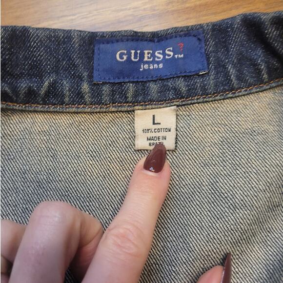 VTG Guess Denim Jacket Women’s L Blue Jean Trucker USA Y2K Streetwear AST874 EUC - Picture 6 of 8